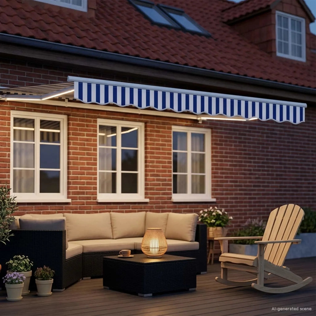 Cornice per Tenda Manuale con LED Blu e Bianco 3,5 x 2 m 3420534