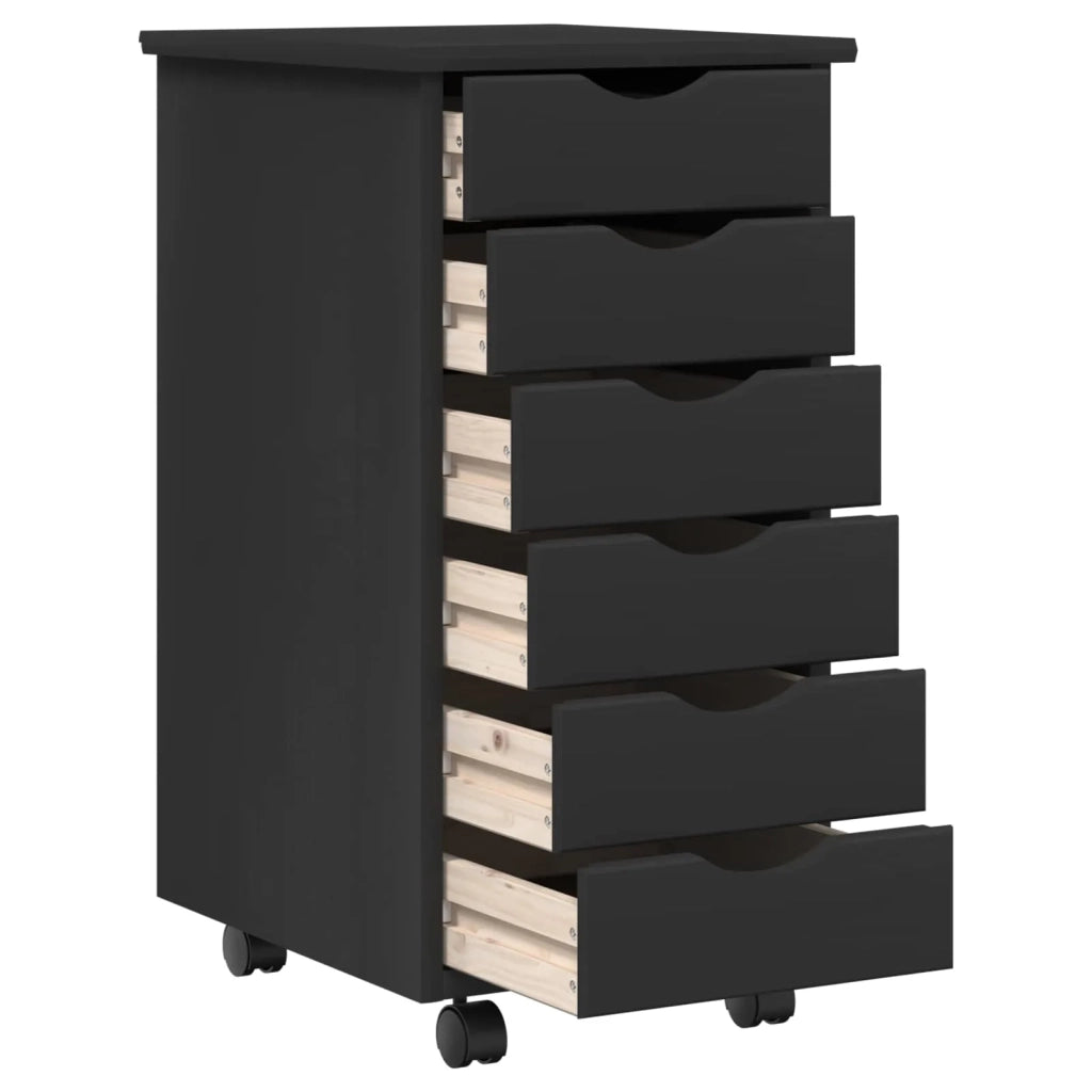 Set Scrivania | Tavolo da Ufficio e mobiletto su ruote MOSS 2 pz Nero