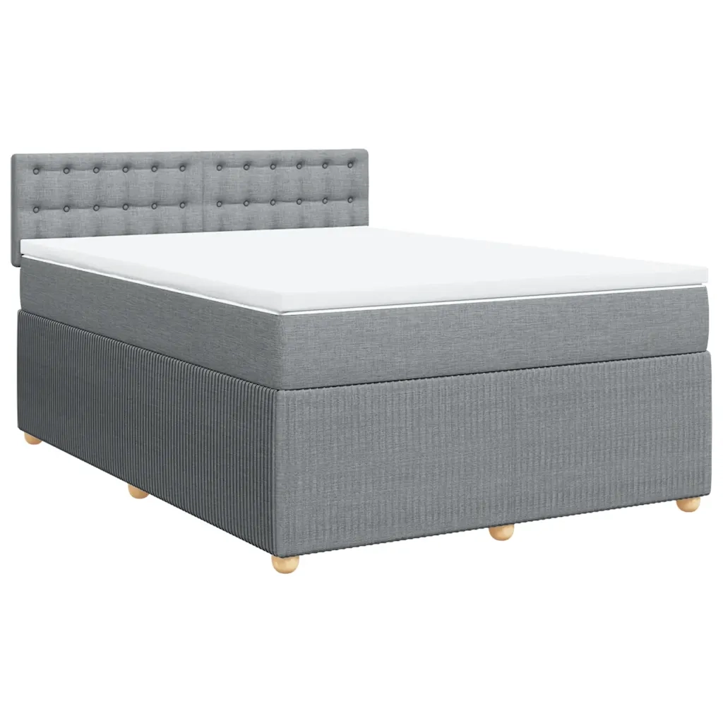 Giroletto a Molle con Materasso Grigio Chiaro 140x200cm Tessuto