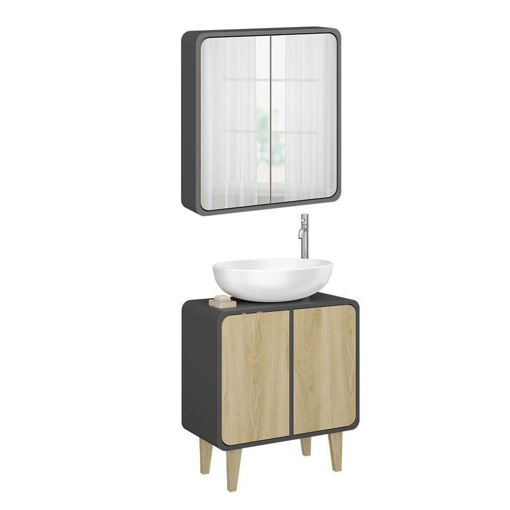 Vicco Set di mobili da bagno Antracite/quercia 2 parti