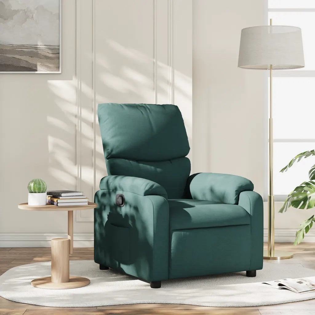 Poltrona Reclinabile in Tessuto Verde Scuro 373416