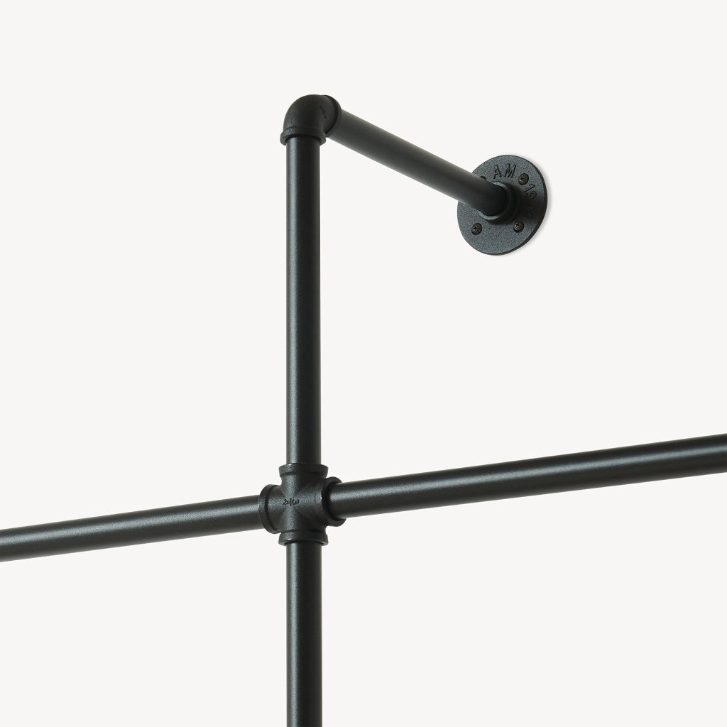 Stand Appendiabiti Kenävatka da Parete in Acciaio con Barra Porta Abiti 222x201x31 cm - Nero [en.casa]
