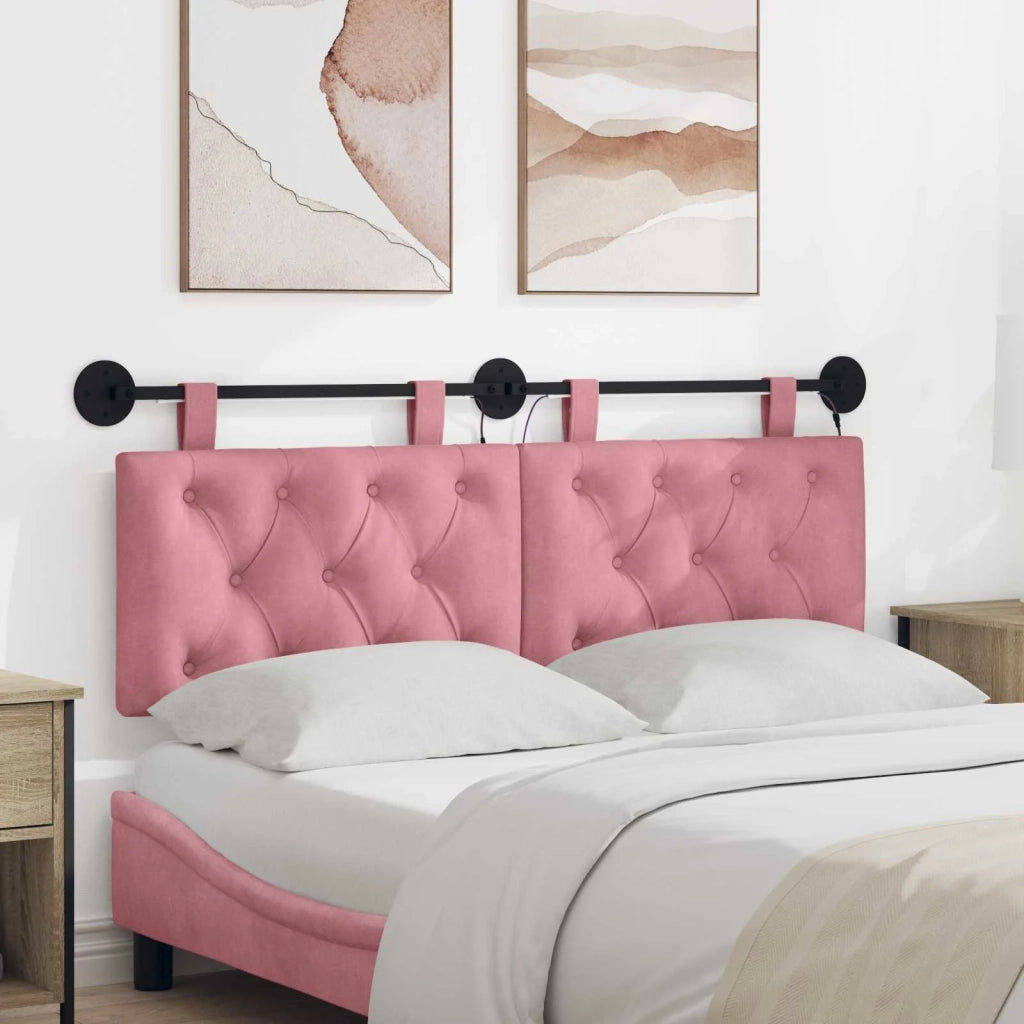 Testiera | Testata sospesa Con luce LED Rosa Velluto