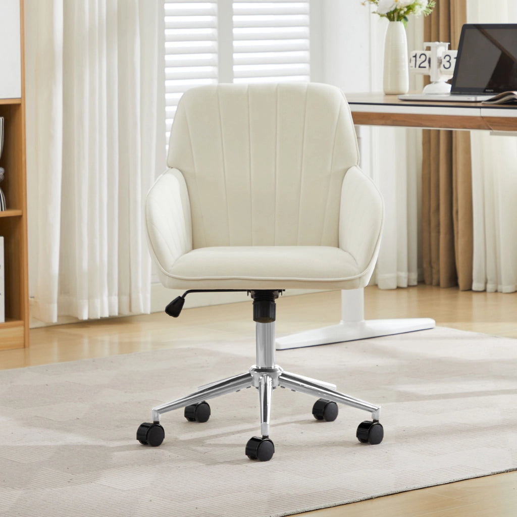 SEDIA girevole ufficio regolabile 50-59 cm velluto bianco
