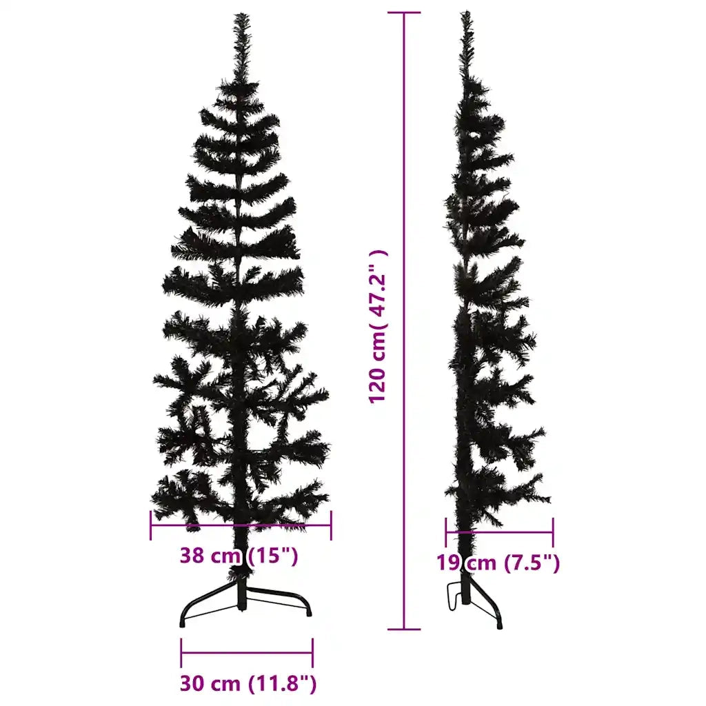 Albero Natale | Decorazioni natalizie Artificiale Sottile a Met¨¤ e Supporto Nero 120 cm