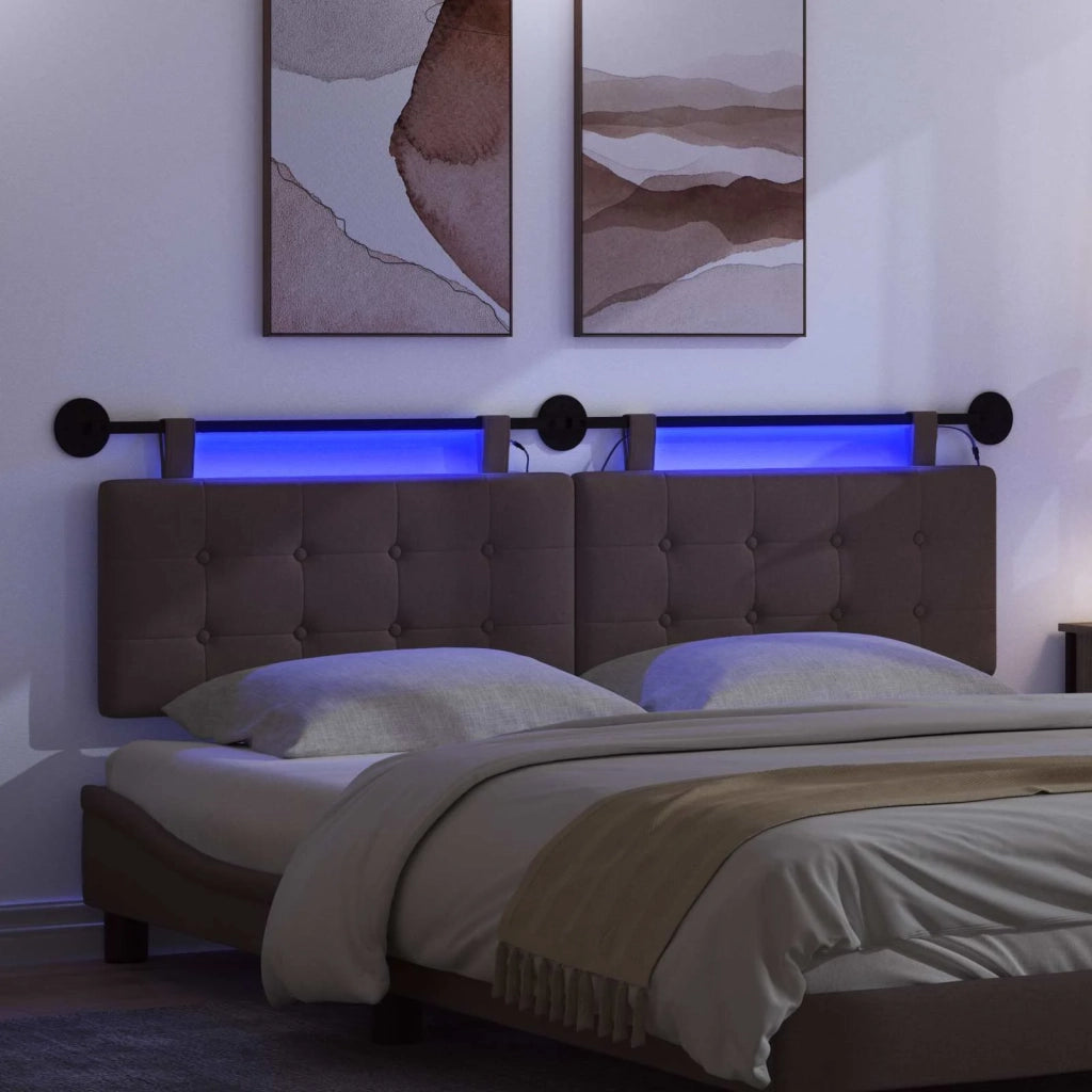 Testiera sospesa Con luce LED Marrone Scuro Tessuto 3424454