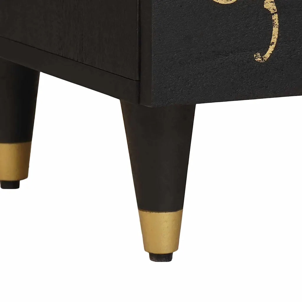 Comodino | Armadio da Notte | Mobiletto da notte con porta Nero 40 x 33 x 46 cm Legno di mango massello