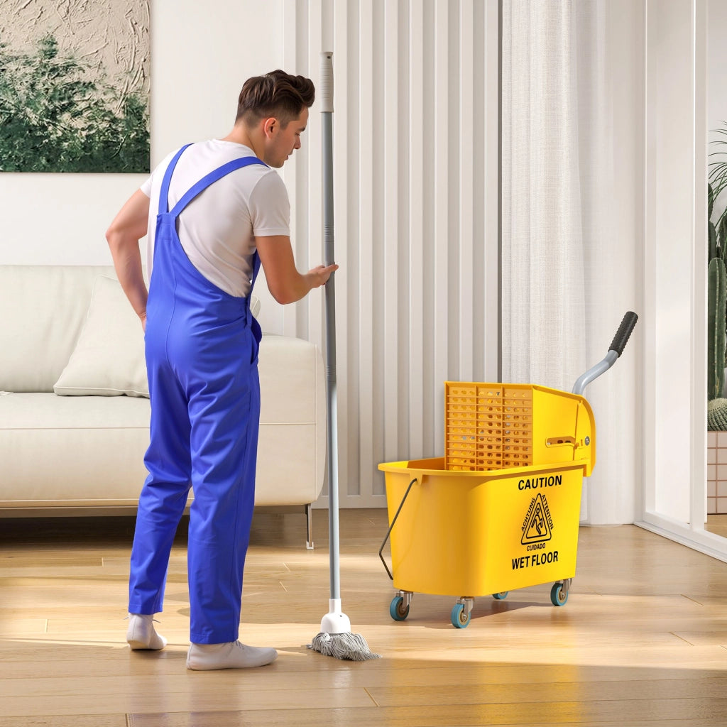 Carrello pulizia 20L con pressa e set scopa, secchio con mocio e ruote ¨C Xylo