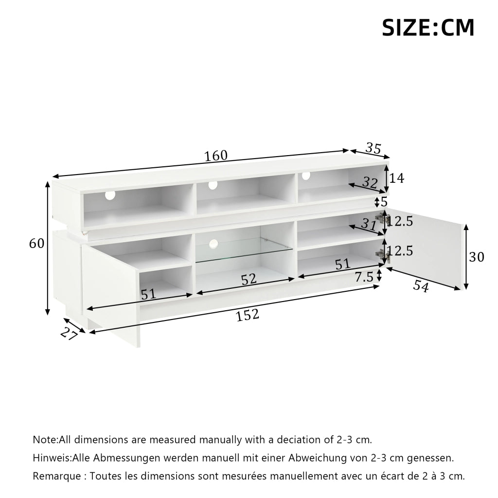 Cassettiera TV bianca in MDF lunghezza 160 cm