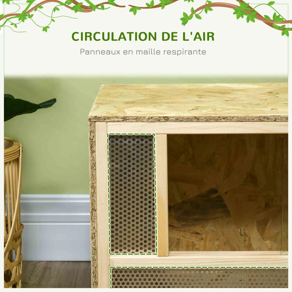 Terrario in legno per rettili con porta scorrevole in vetro ¨C Minimal ¨C 80x40x40 cm naturale