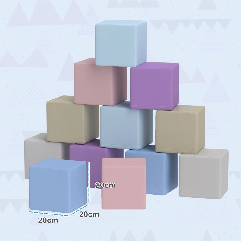 Blocchi da costruzione morbidi, 12 cubi di 20 x 20 x 20 cm, facili da pulire, sicuri per i bambini, per et¨¤ 1-3 anni, similpelle