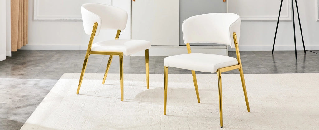 SEDIA DA PRANZO MODERNA IN PU E METALLO, 78 CM, BIANCA