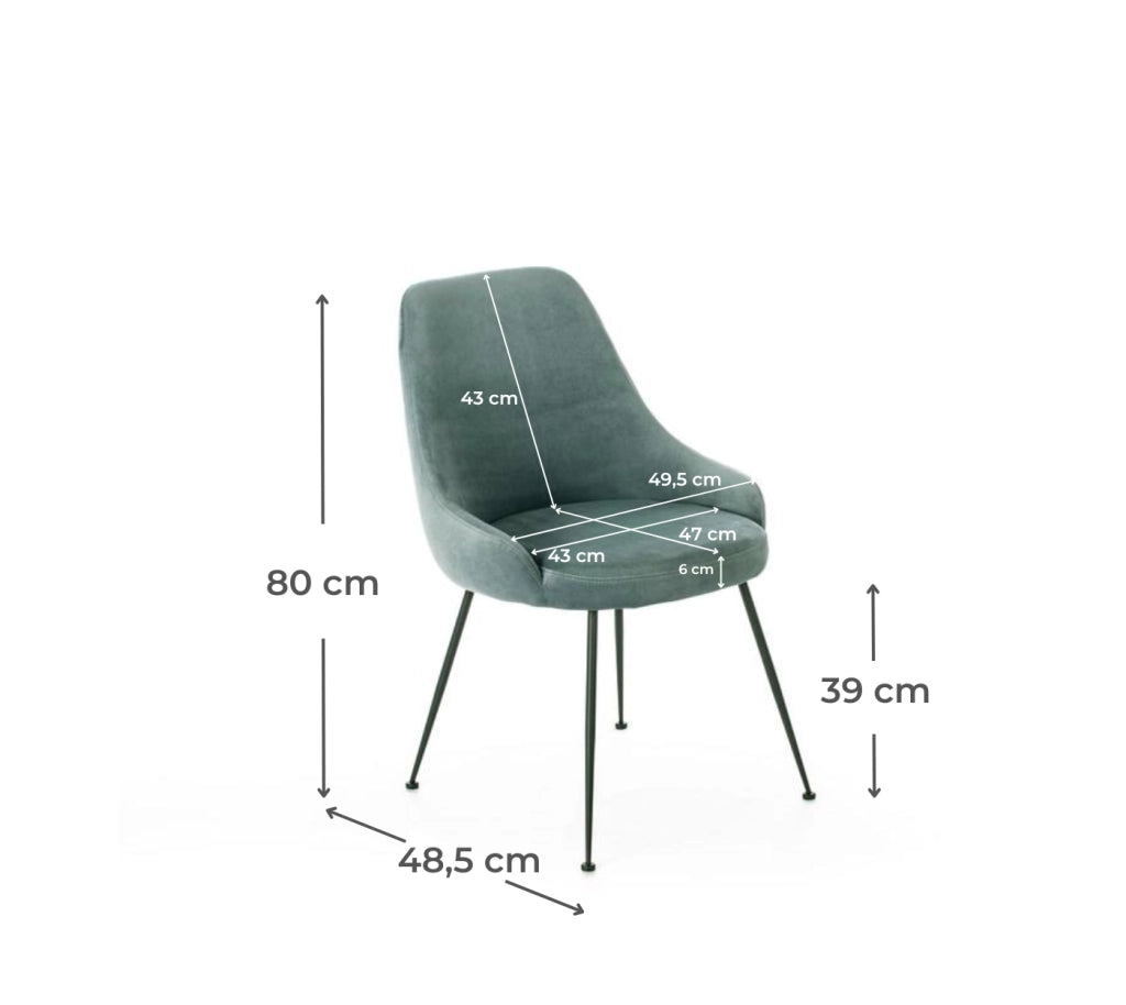 Sedia in microfibra Nandy Verde Acqua 48.5x49.5xH.80 cm