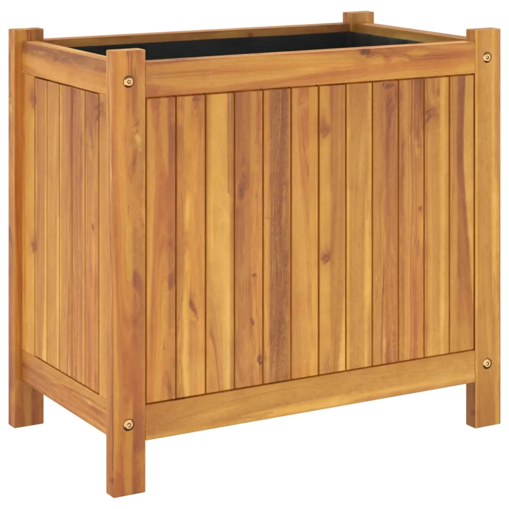 Fioriera | Cassetta per fiori | Vaso Giardino con Rivestimento 54x31x50 cm Massello Acacia