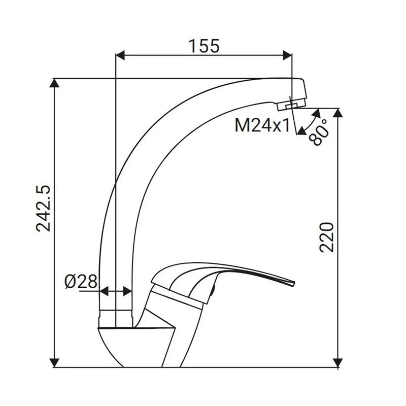 Miscelatore lavello bocca alta Ø40 mm cromato