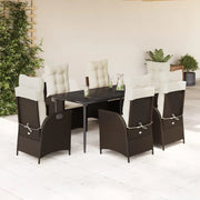 Set da Pranzo da Giardino 7pz con Cuscini in Polyrattan Marrone 3213199