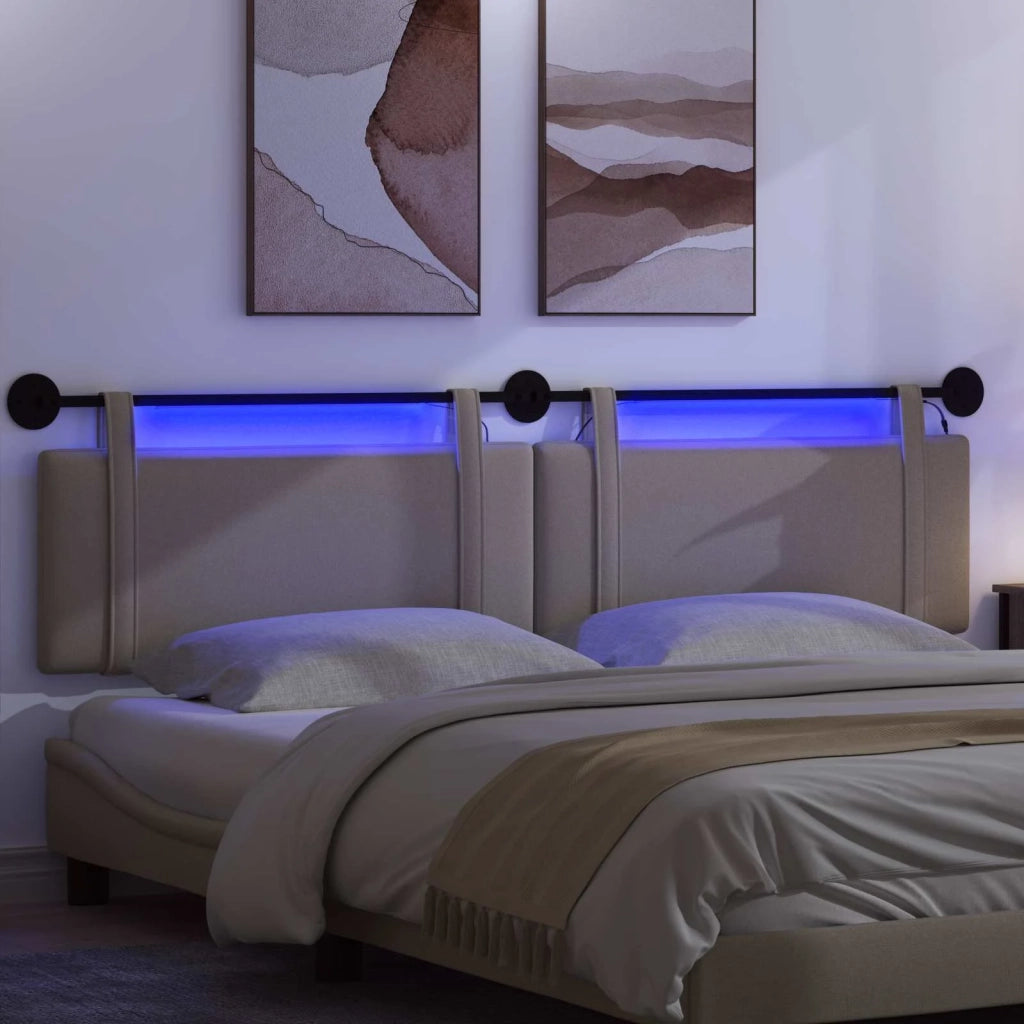 Testiera sospesa Con luce LED Tortora Tessuto 3424033
