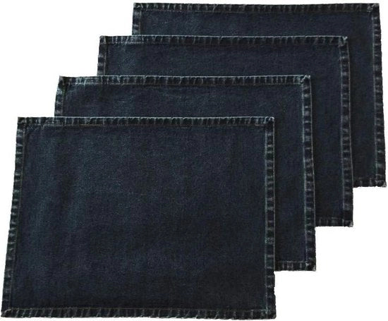 Piatti per tavola in denim cotone - 4 pezzi - blu - qualità premium 46 x 36 cm.