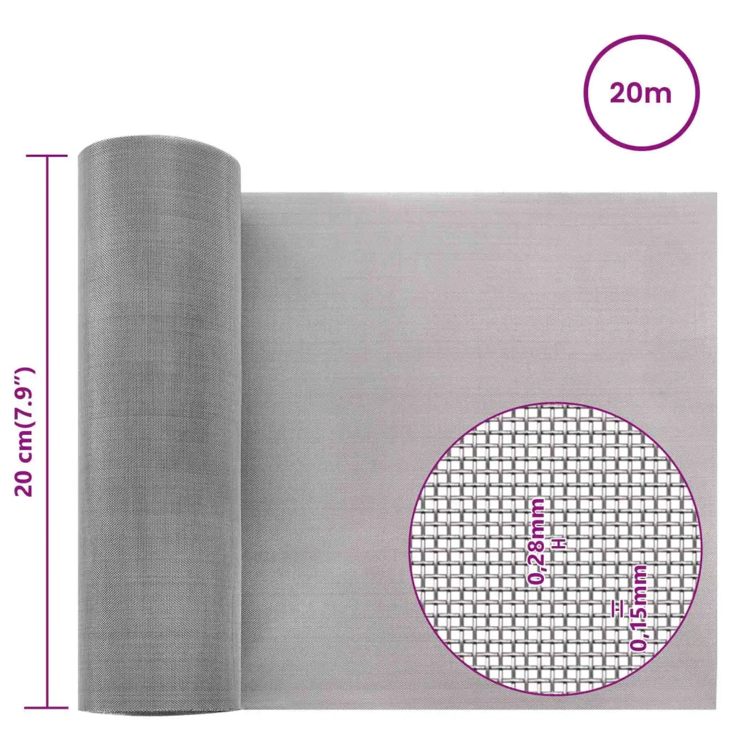 Rete per schermatura 20 x 2000 cm 60 Mesh Argento 42039565