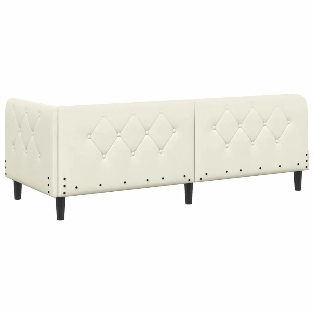 Cornice del letto ad angolo Crema 80 x 200 cm Velluto 42016593