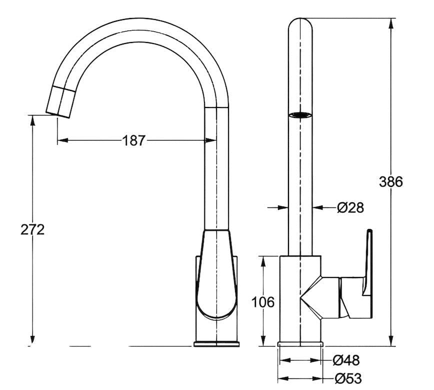 Miscelatore per lavello canna ponte completo moderno
