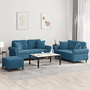 Set di Divani 3 pz con Cuscini Blu in Velluto 3202249