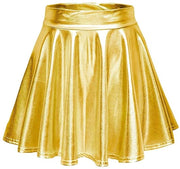Rok Metallico con Effetto Plooiabile - Tendenza Corta - Stile da Festa/Carnavale - Cosplay - Alta Cintura - Luccichio Metallic - Rok con Glitter