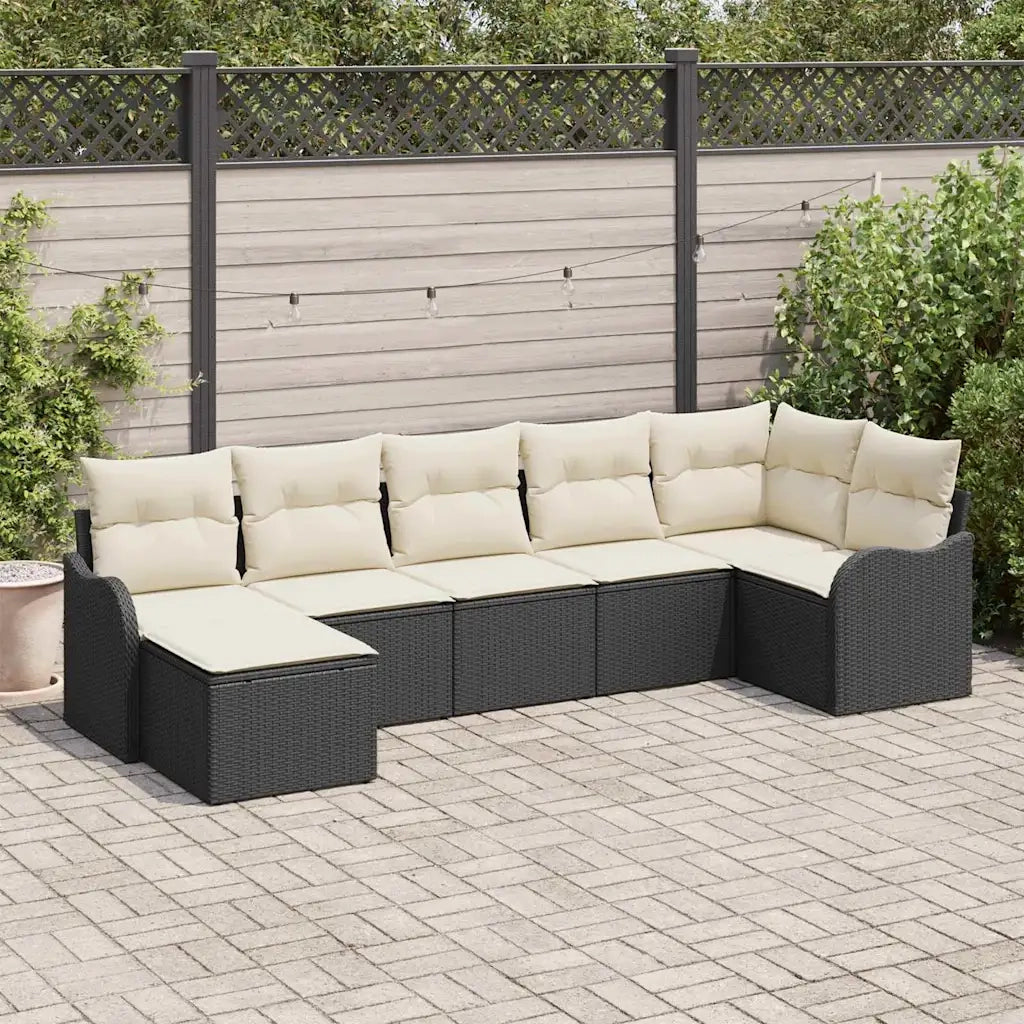 Set Divano da Giardino Nero polyrattan