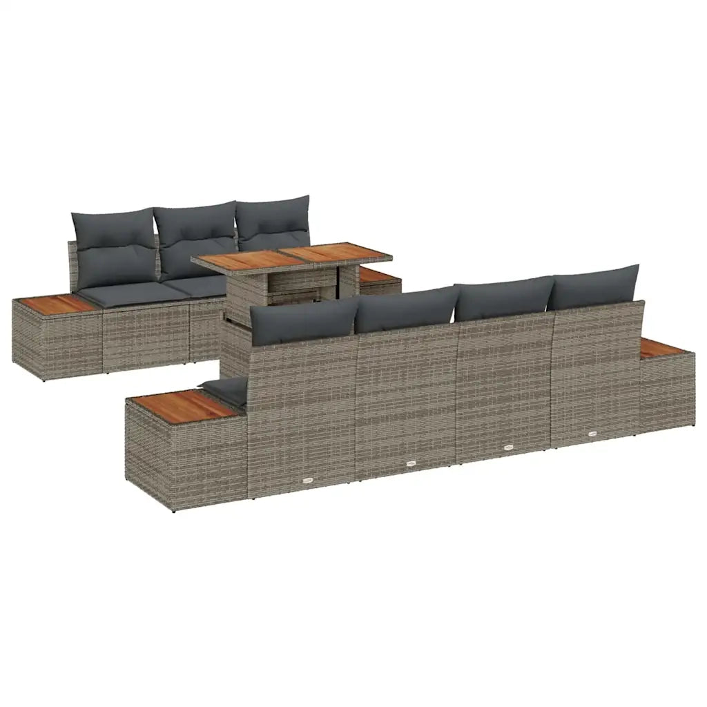 Set Divano da Giardino con cuscino 8 pcs Grigio Poly Rattan 3350041