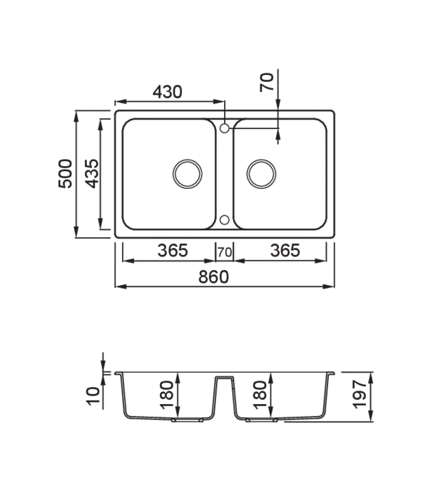 LAV. LIFE 450 86x50 2 vasche TITANIUM 73