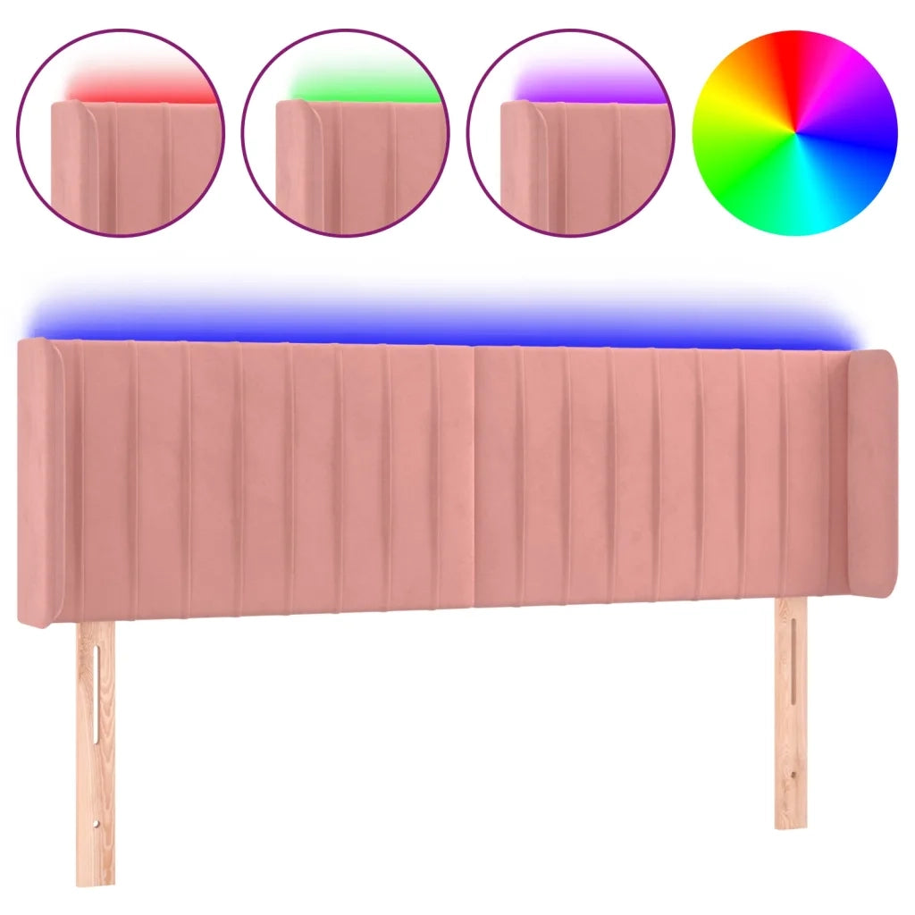 Testiera a LED Rosa 147x16x78/88 cm in Velluto 3123527