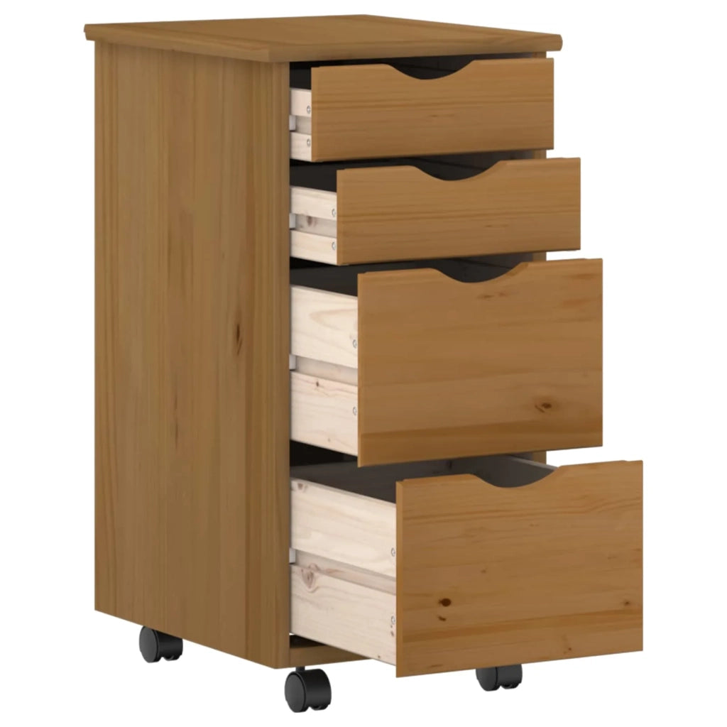 Set scrivania e mobiletto su ruote MOSS 2 pcs Marrone Miele