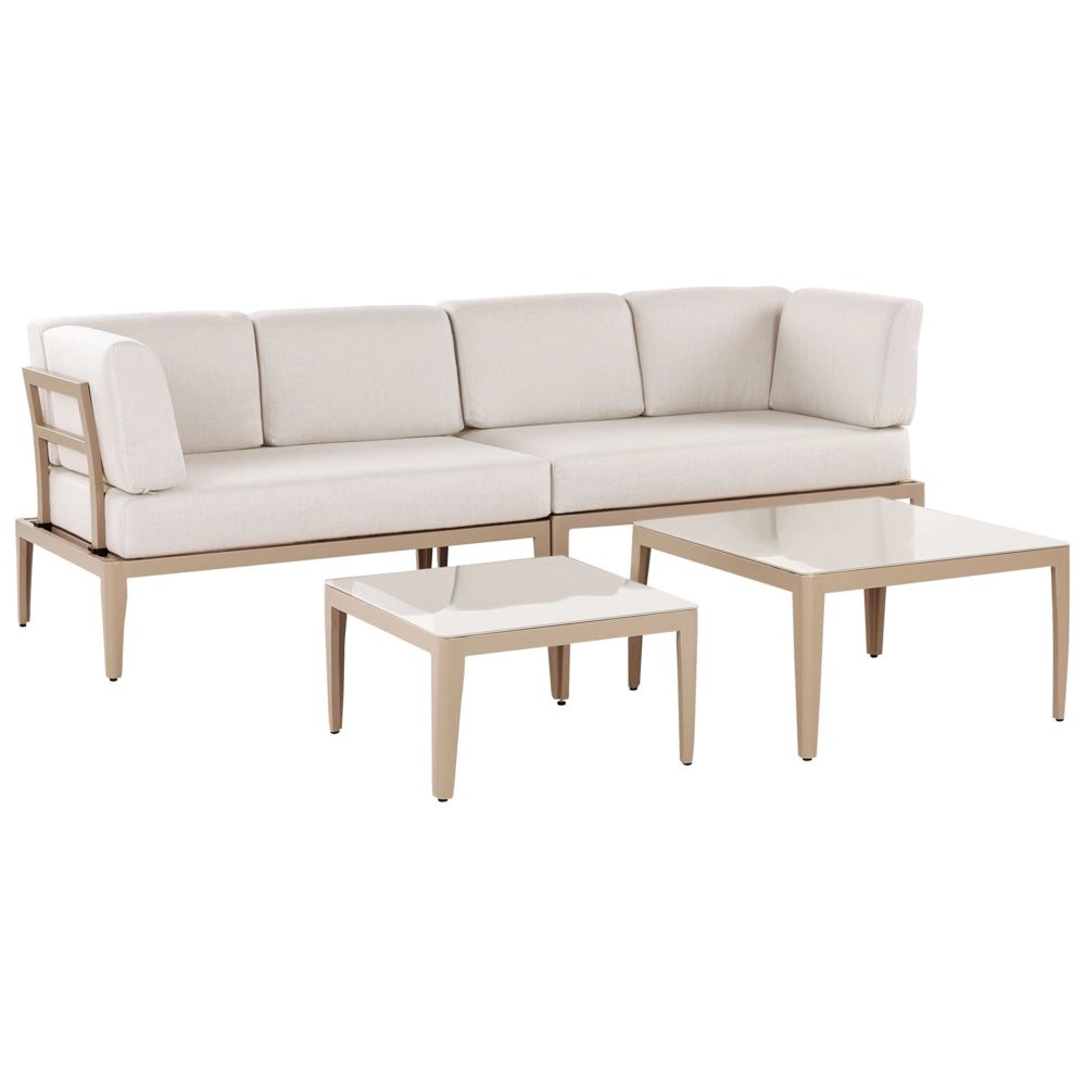 Set Divano da Esterno in Alluminio grigio e cuscini beige a 6 posti Patio Moderno