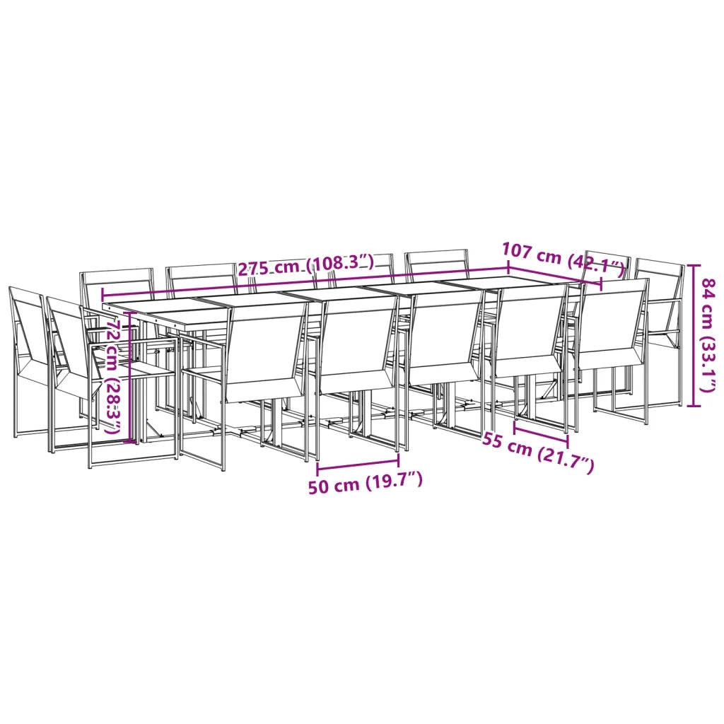 Set da Pranzo da Giardino 15 pz Nero in Textilene 3295126