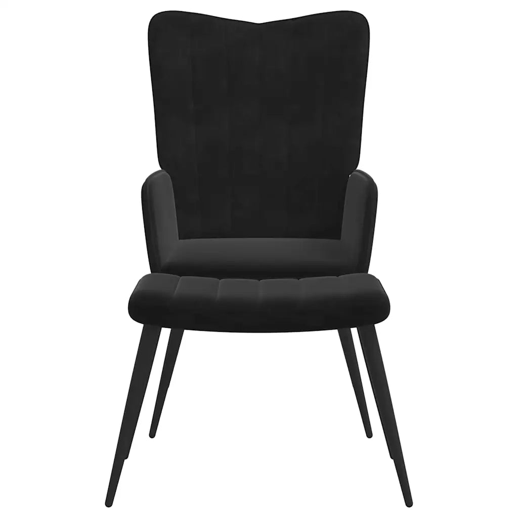 Poltrona Relax con Sgabello Nero in Velluto 327694