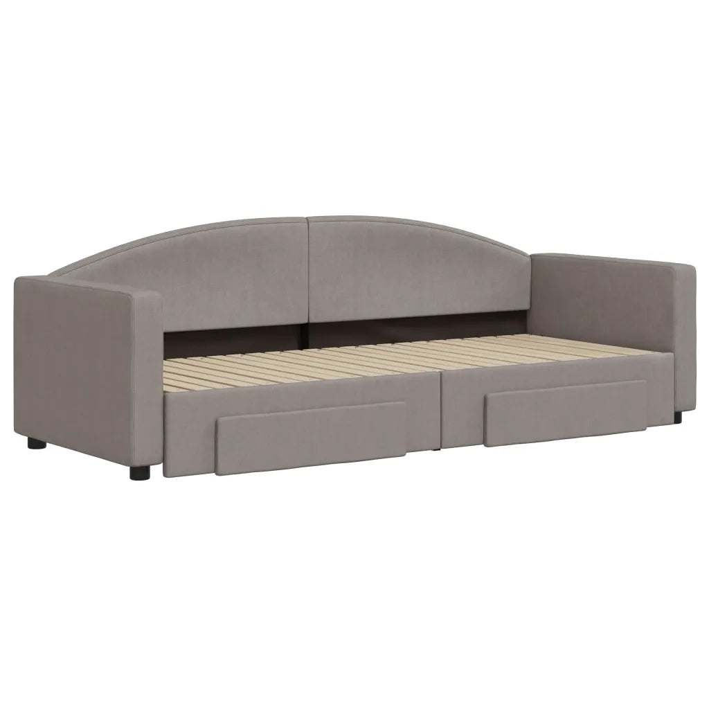 Divano Letto Estraibile con Cassetti-Sofa Letto-Daybed Tortora 80x200 cm Tessuto 588725
