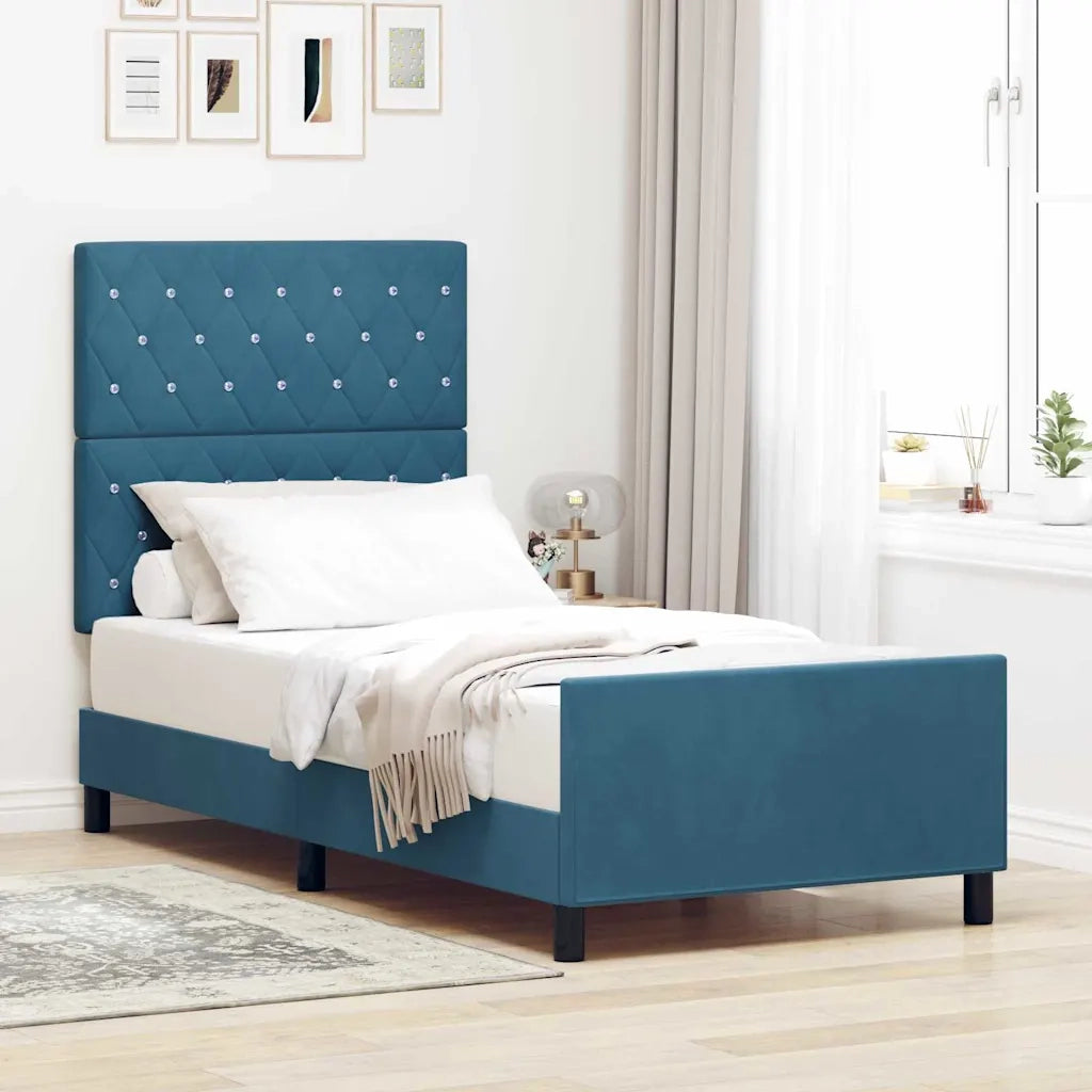Letto a molle con testiera Blu Scuro 90 x 190 cm Velluto 3344847