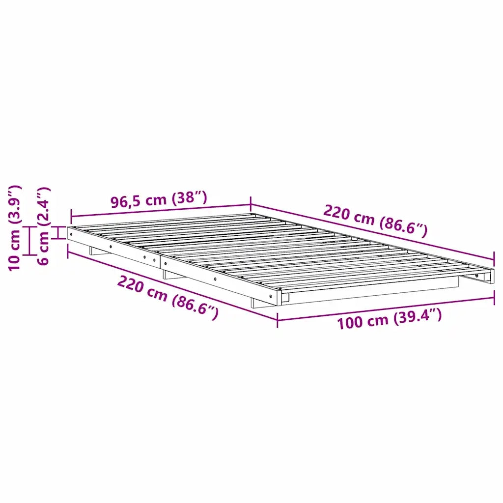 Struttura del letto Marrone cerato 100 x 220 cm Pino massello 873129