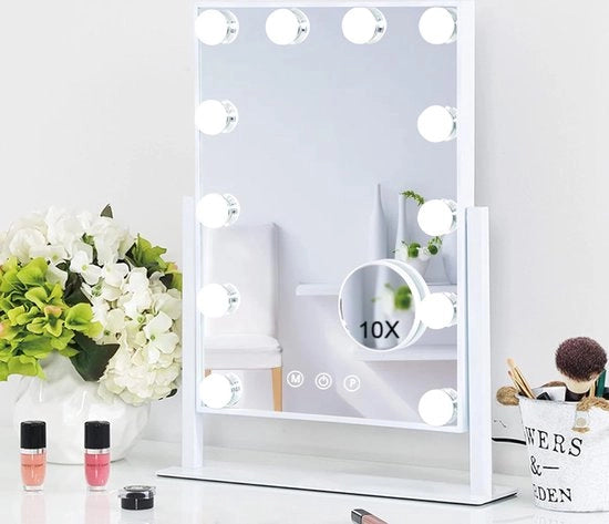 Specchio con Illuminazione - 12 Lampade - 30 x 41 CM - Bianco