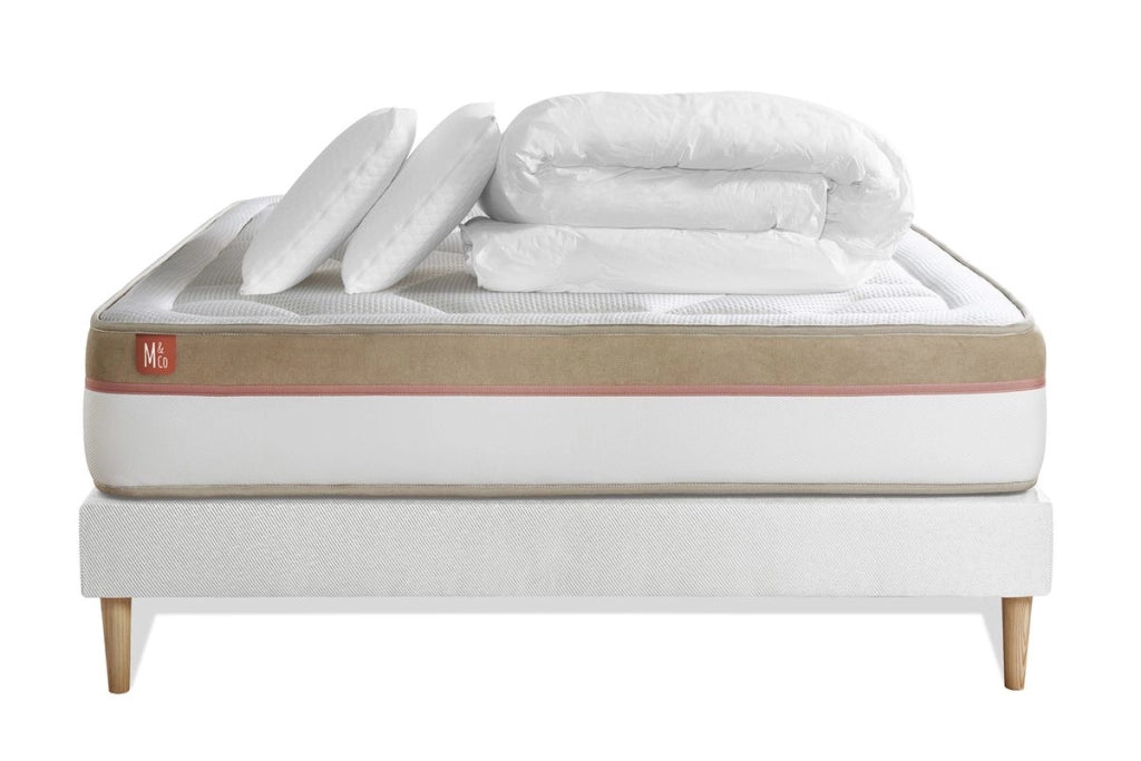 Pacchetto letto completo - Materasso 200x200cm + Box spring con doghe (kit) + 2 cuscini + Piumino - Le Cosy