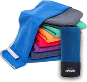 Set di asciugamani in microfibra, per sauna, fitness, sport, asciugamani da spiaggia, asciugamani per sport, 8 misure, 12 colori, blu
