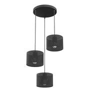 Lampada sospesa LUX 3xE27 nera cilindrica Emibig