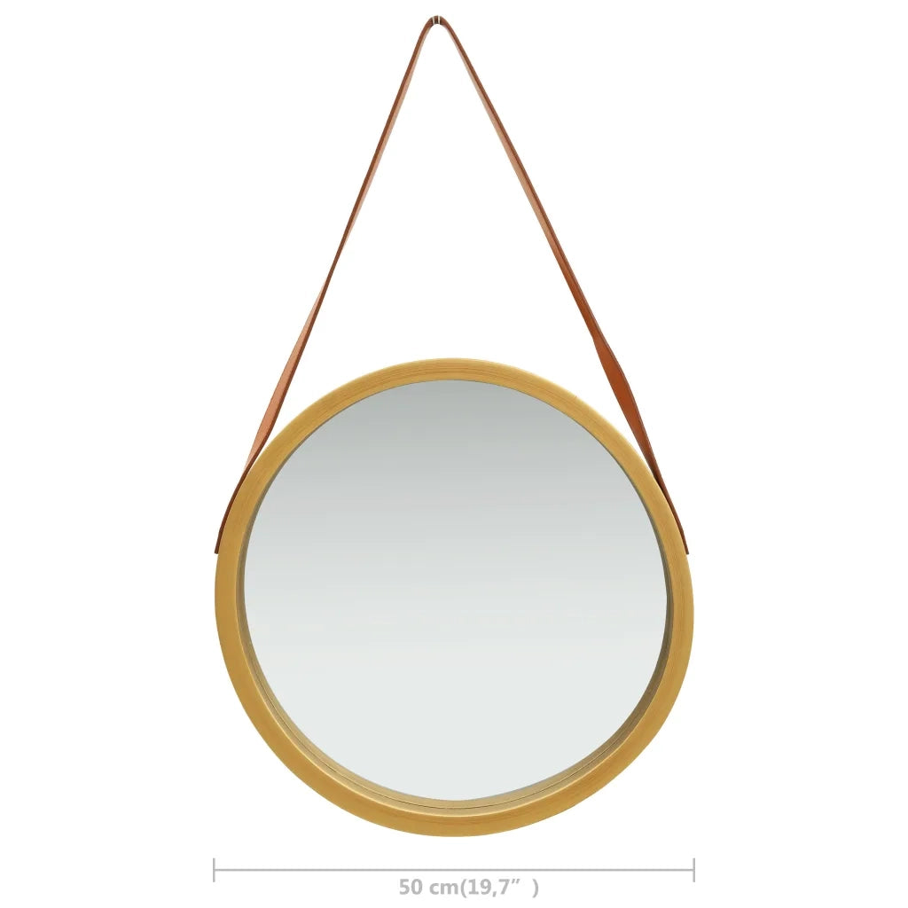 Specchio da Parete con Cinghia-Specchio a Muro-Specchio Decorativo 50 cm Oro