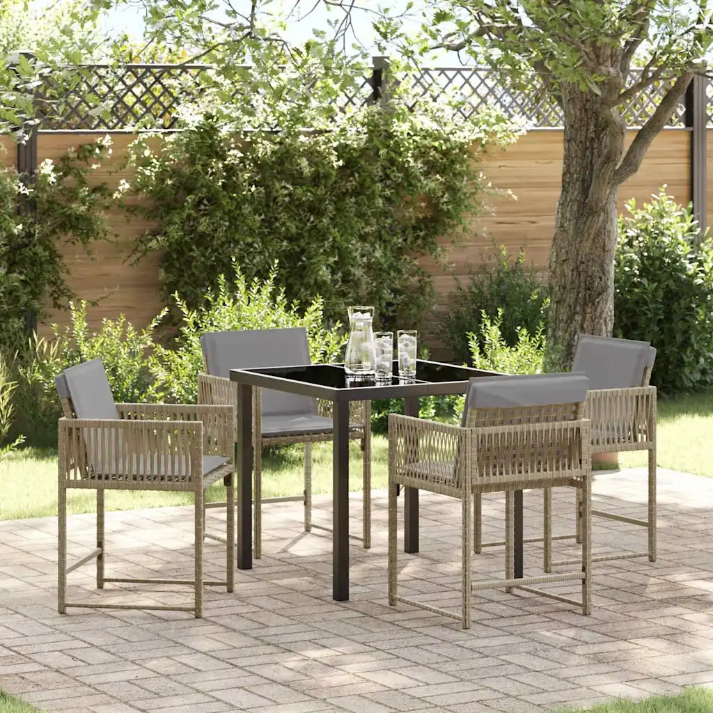 Set da Pranzo per Giardino 5 pcs Beige polyrattan