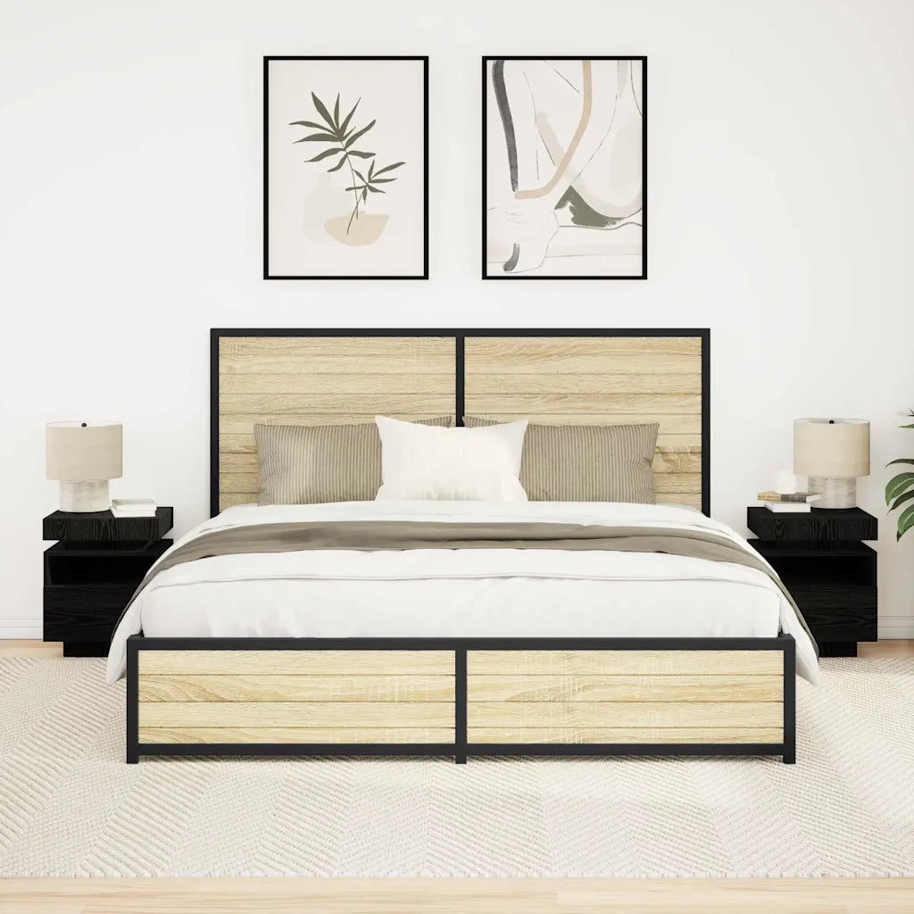 Armadio da Notte 2 pcs Rovere Nero 40 x 39 x 48,5 cm 862187