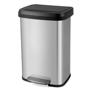 Bidone per Pattumiera da 50 L, Pattumiera da Cucina con Pedale, Coperchio e Scomparto Deodorante, Ideale per Casa Ufficio, Rosa Dorato/Argento (50L, Argento)