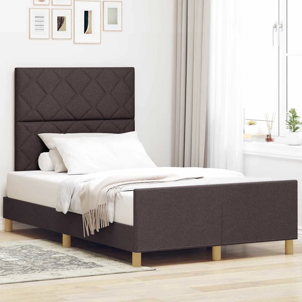 Struttura del letto Marrone scuro 120 x 200 cm Tessuto