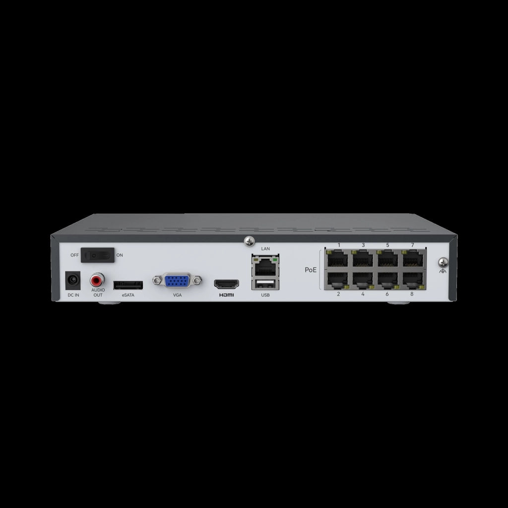 Reolink NVS8 NVR 8 canali PoE 4K 3840x2160 HDD 2TB espandibile 12TB HDMI VGA colore Nero