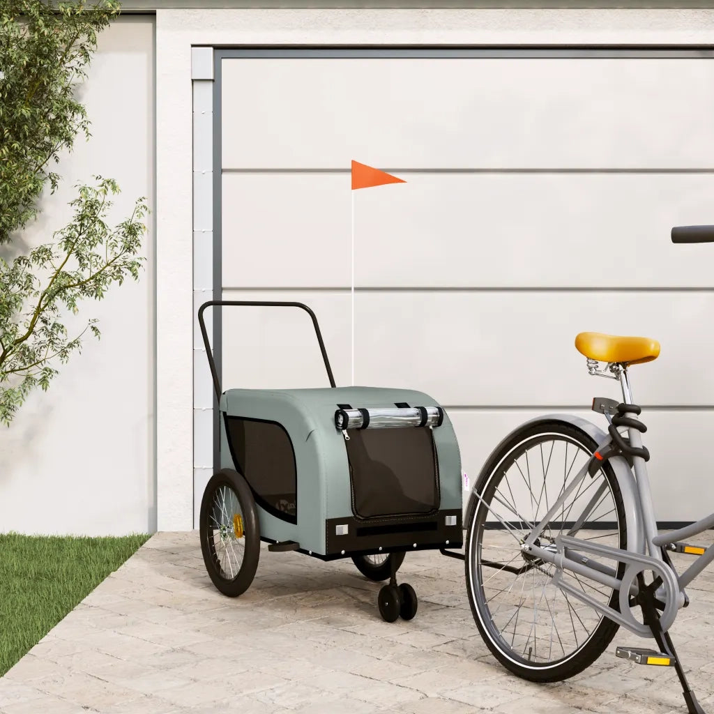 Rimorchio da Bici per Animali Grigio e Nero Oxford e Ferro 94028