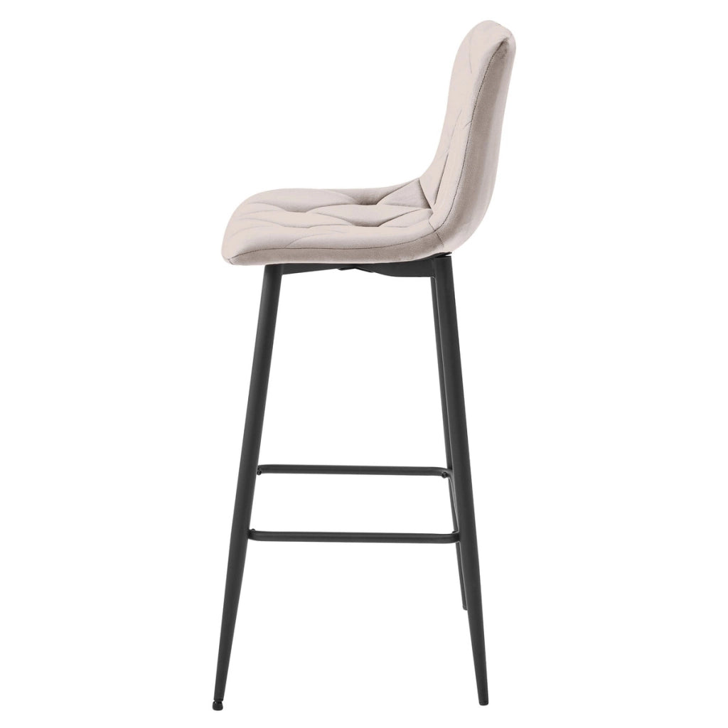 Set di 2 sgabelli da bar Nado in velluto beige e metallo